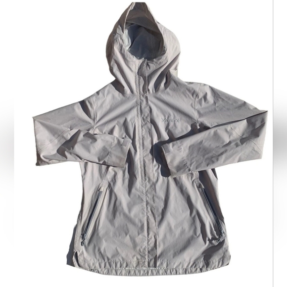 Marmot Windstopper Men's Jacket Size Medium Hooded Tan Beige 79448 Full Zip - Picture 13 of 13